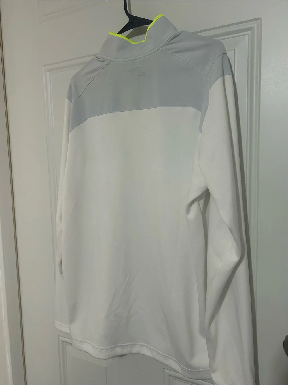 Nike White & Gray Half-Zip Pullover with Neon Yellow Trim